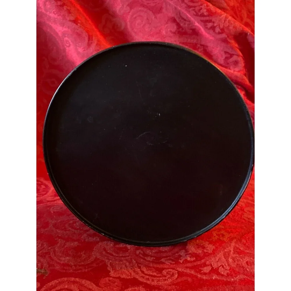 Vintage black tole painted tin Cookie Tin